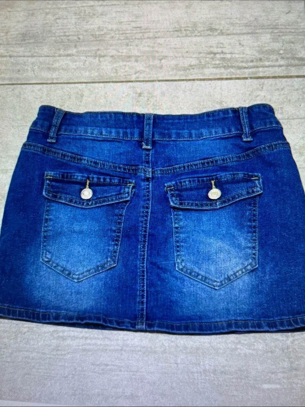 Denim Mini Skirt in Dark Blue